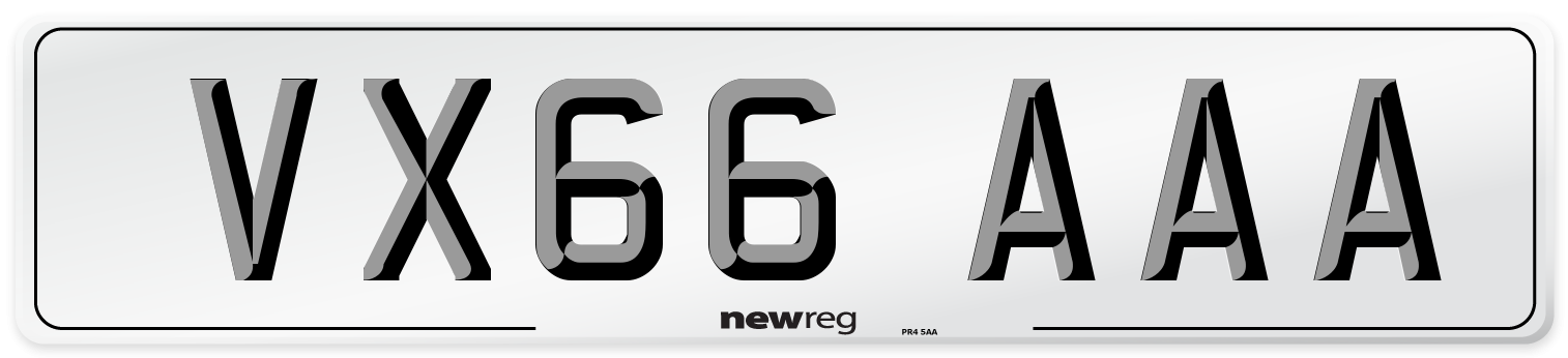 VX66 AAA Number Plate from New Reg